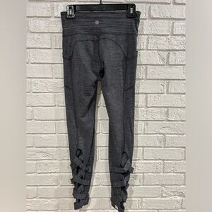 Athleta Gray Full Length Leggings With Cross Detail, Size Small